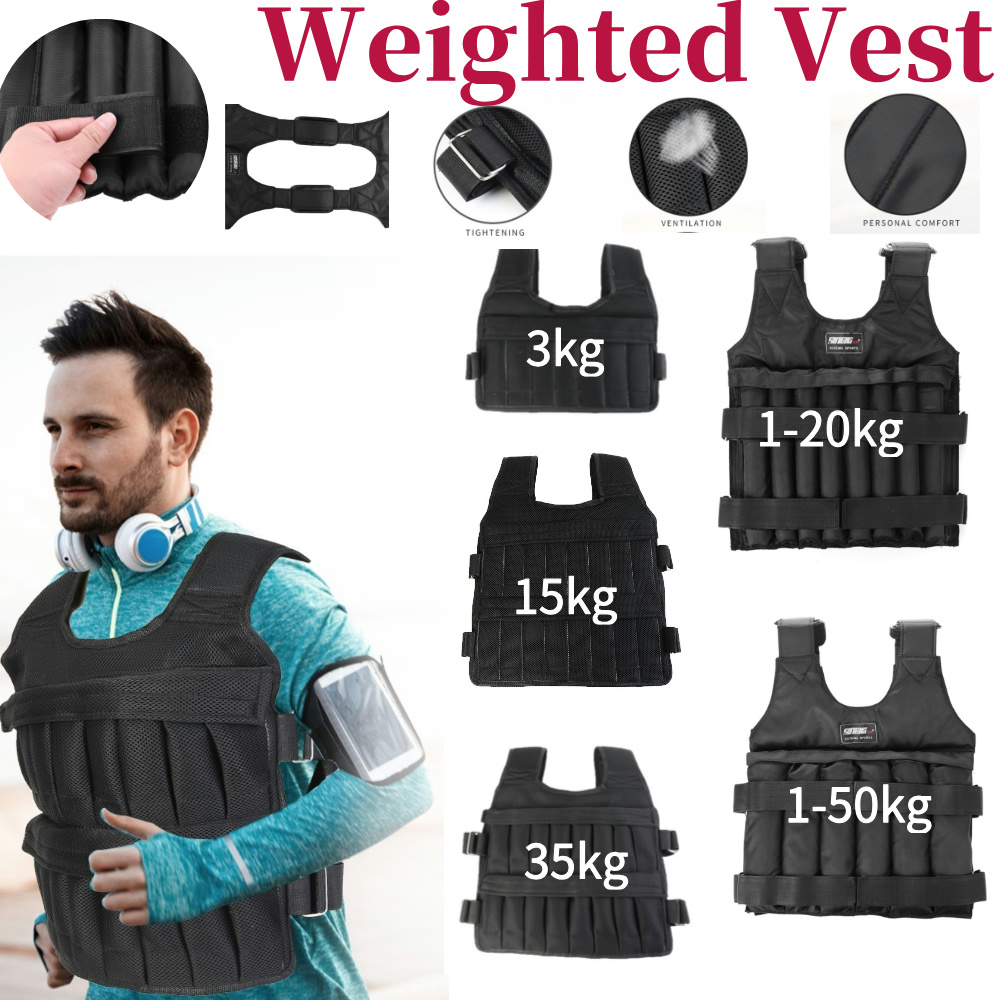 Crossfit Vest - Gilet Ponderato Regolabile 3/15/35kg per Allenamento,